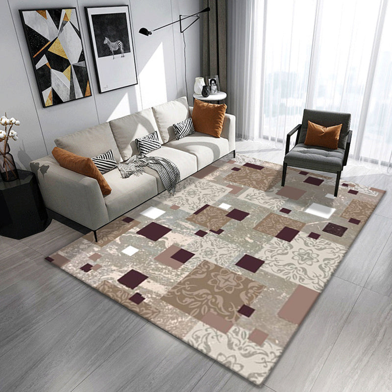 Modern Geometric 3D Printing Rug Multi Colored Polyester Rug Anti-Slip Backing Stain Resistant Washable Carpet for Living Room