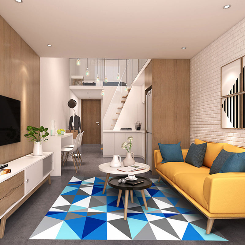 Modern Great Room Rug Multi-Color 3D Geometric Print Rug Carpet Synthetics Non-Slip Pet Friendly Washable Rug