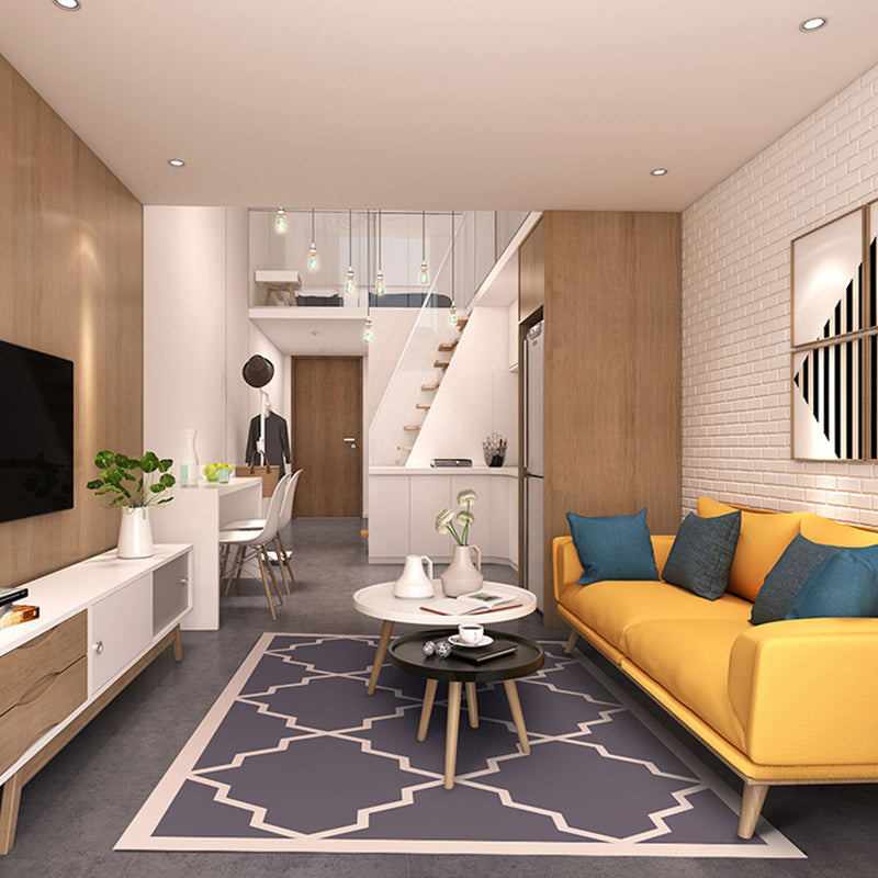 Modern Great Room Rug Multi-Color 3D Geometric Print Rug Carpet Synthetics Non-Slip Pet Friendly Washable Rug