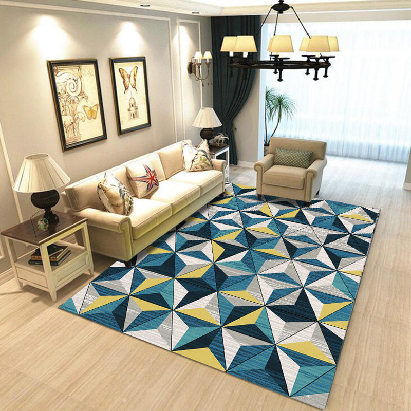 Simplicity Geometric Print Rug Multicolor Polypropylene Indoor Rug Stain Resistant Pet Friendly Anti-Slip Carpet for Home
