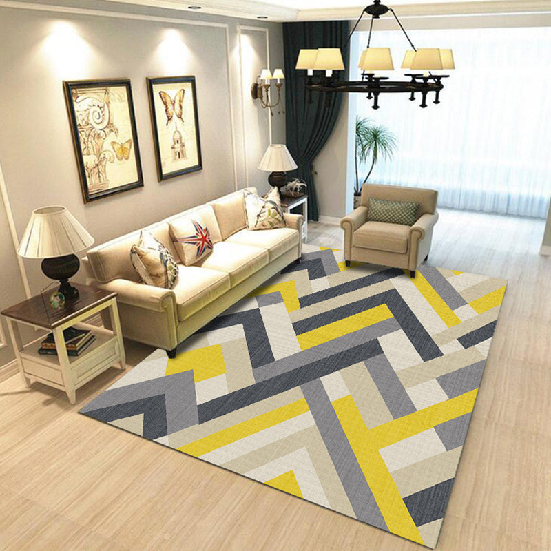 Simplicity Geometric Print Rug Multicolor Polypropylene Indoor Rug Stain Resistant Pet Friendly Anti-Slip Carpet for Home