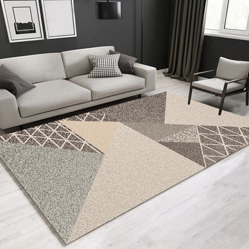 Dekorativer mehrfarbiger zeitgenössischer Teppich aus Synthetik mit geometrischem 3D-Muster, waschbarer, haustierfreundlicher, rutschfester Teppich für das Wohnzimmer