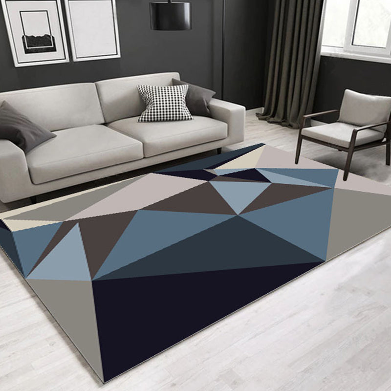Dekorativer mehrfarbiger zeitgenössischer Teppich aus Synthetik mit geometrischem 3D-Muster, waschbarer, haustierfreundlicher, rutschfester Teppich für das Wohnzimmer