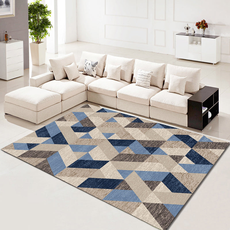 Multi Color Simplicity Rug Polypropylene Geometrical 3D Printed Carpet Machine Washable Non-Slip Pet Friendly Rug for Living Room