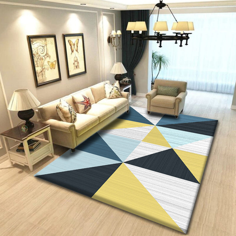 Multi Color Simplicity Rug Polypropylene Geometrical 3D Printed Carpet Machine Washable Non-Slip Pet Friendly Rug for Living Room