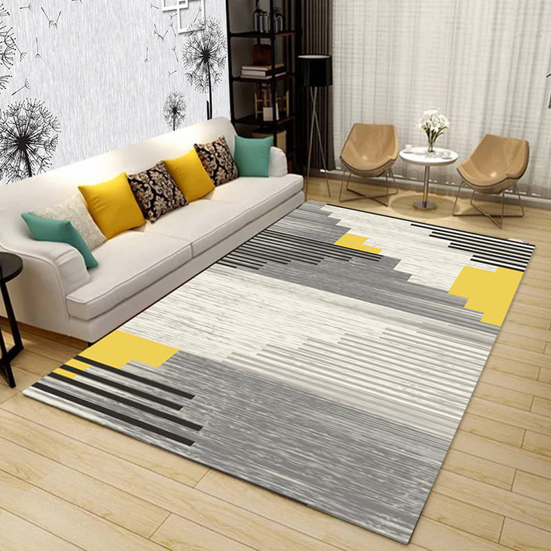 Simple Nordic Style Rug Multi Colored Geometric Print Carpet Washable Non-Slip Stain Resistant Rug for Home