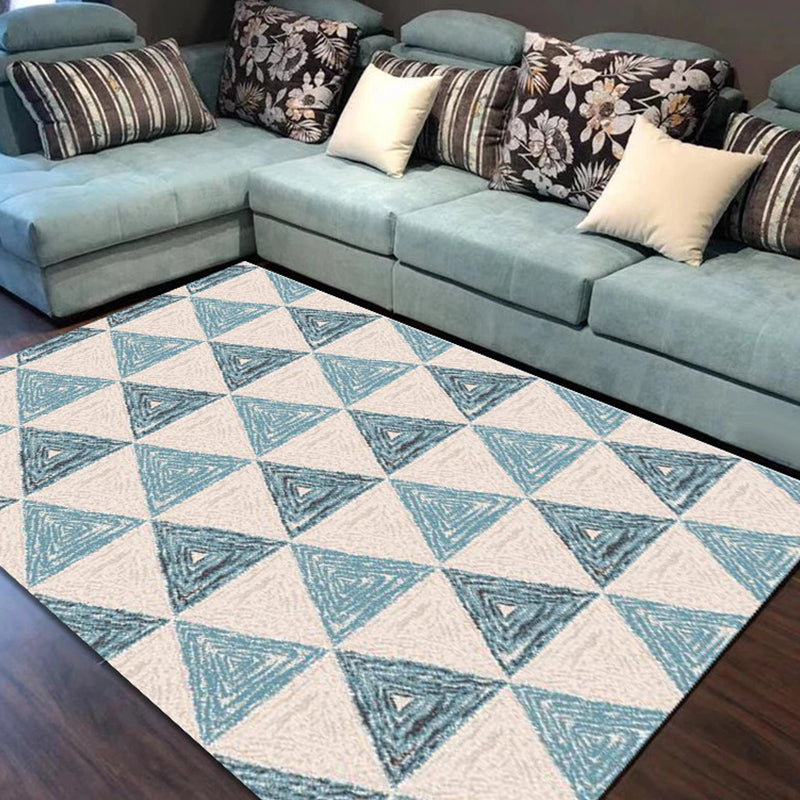 Simple Nordic Style Rug Multi Colored Geometric Print Carpet Washable Non-Slip Stain Resistant Rug for Home