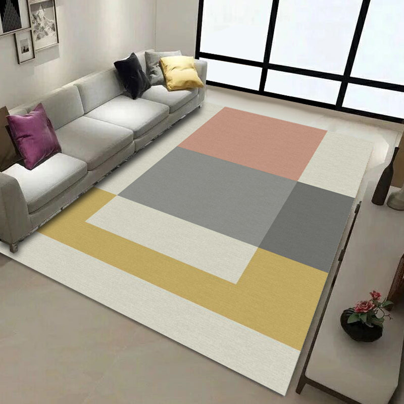 Simple Nordic Style Rug Multi Colored Geometric Print Carpet Washable Non-Slip Stain Resistant Rug for Home