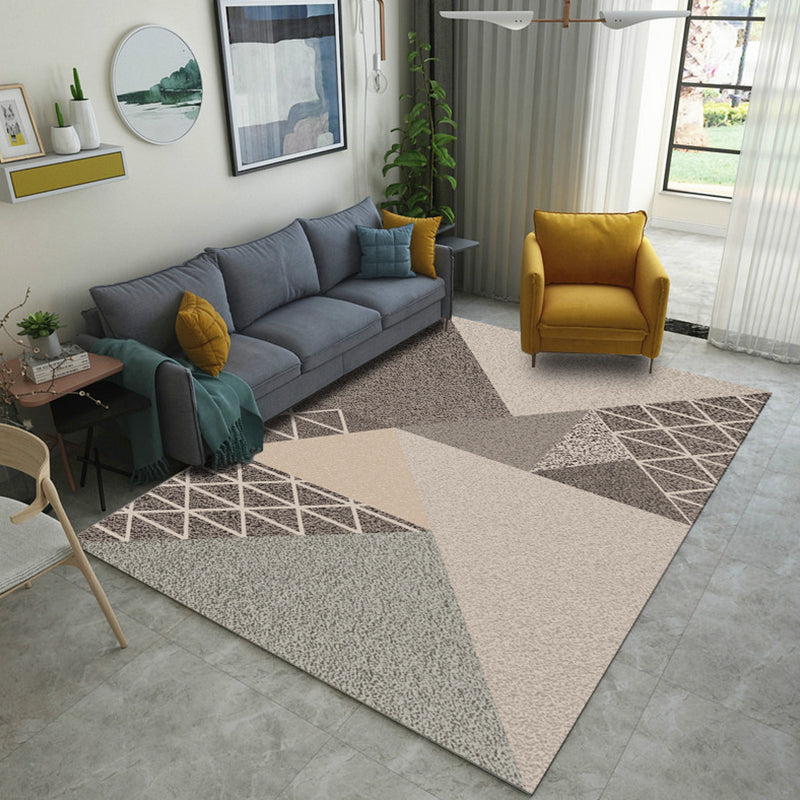 Simple Nordic Style Rug Multi Colored Geometric Print Carpet Washable Non-Slip Stain Resistant Rug for Home