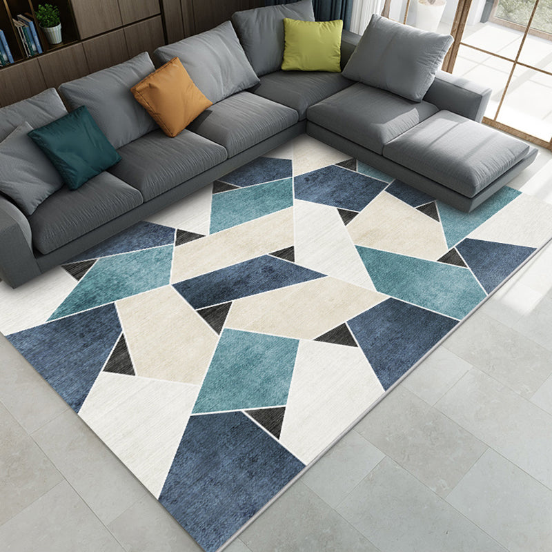 Fashion Nordic Rug Multi-Colored 3D Geometric Printed Carpet Anti-Slip Backing Washable Pet Friendly Rug for Sitting Room