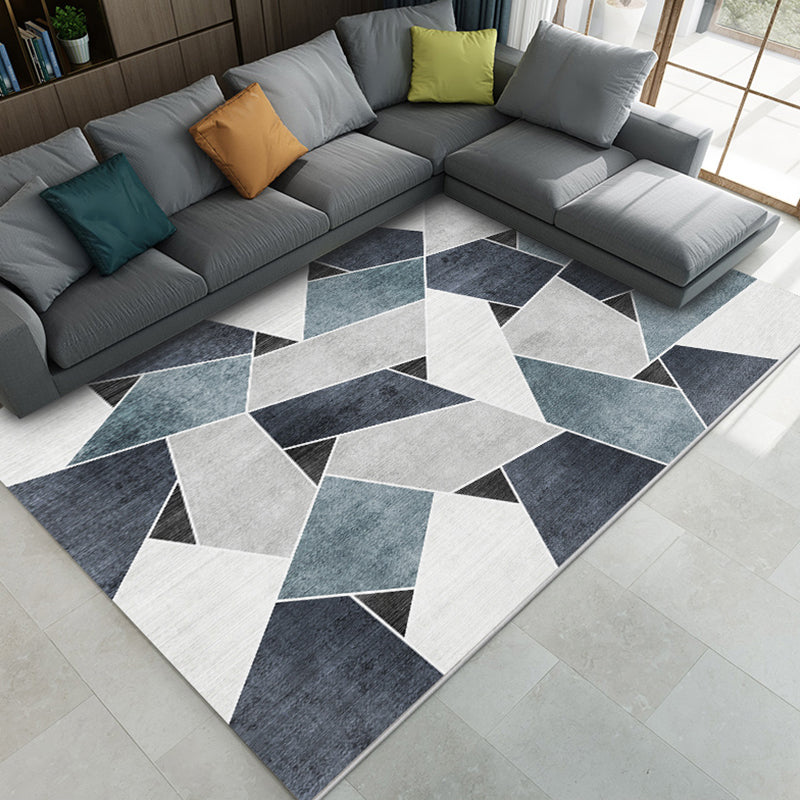 Fashion Nordic Rug Multi-Colored 3D Geometric Printed Carpet Anti-Slip Backing Washable Pet Friendly Rug for Sitting Room