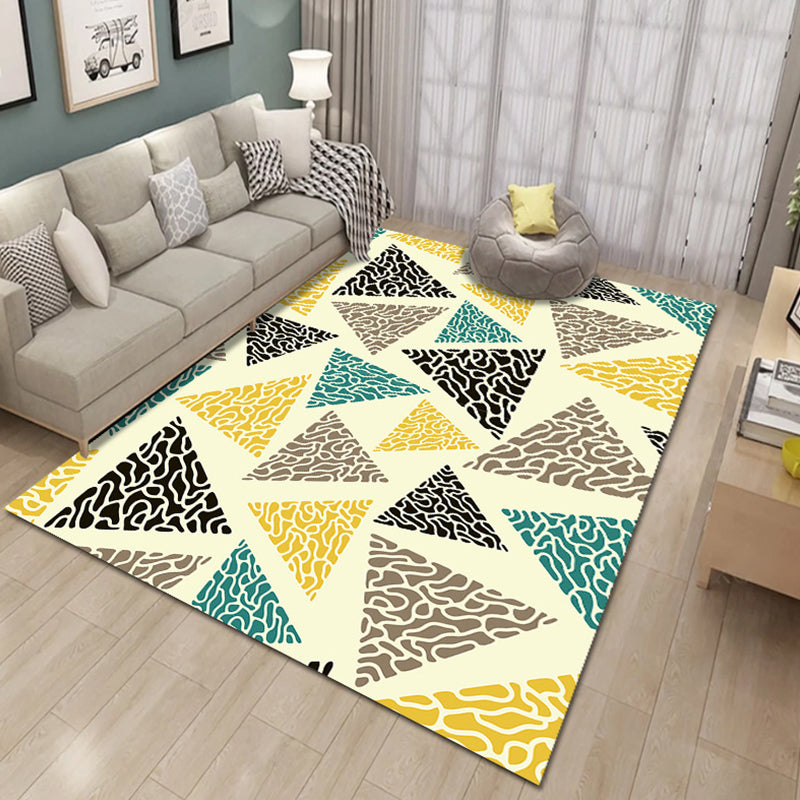 Novelty 3D Printing Geometric Rug Multi Colored Modern Rug Polyester Stain Resistant Non-Slip Machine Washable Rug for Room