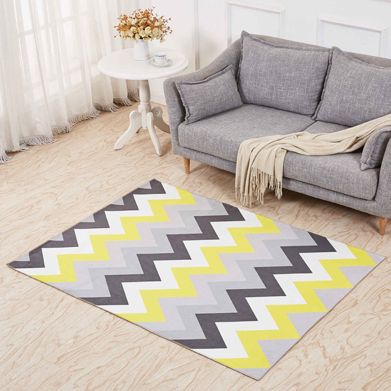 Minimalistic 3D Geometric Rug Multicolor Polyester Area Carpet Pet Friendly Non-Slip Backing Washable Rug for Living Room