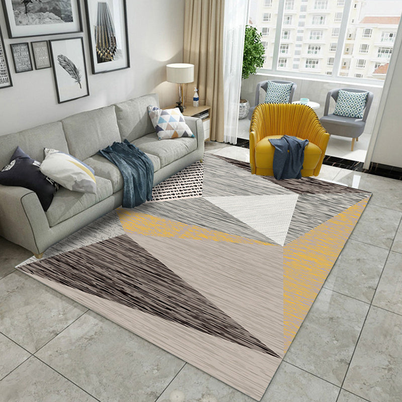 Multicolored Living Room Rug Modern Geometric 3D Illusion Rug Synthetics Non-Slip Backing Stain Resistant Machine Washable Area Rug