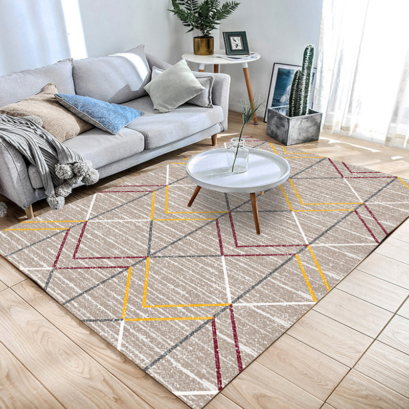 Multicolored Living Room Rug Modern Geometric 3D Illusion Rug Synthetics Non-Slip Backing Stain Resistant Machine Washable Area Rug