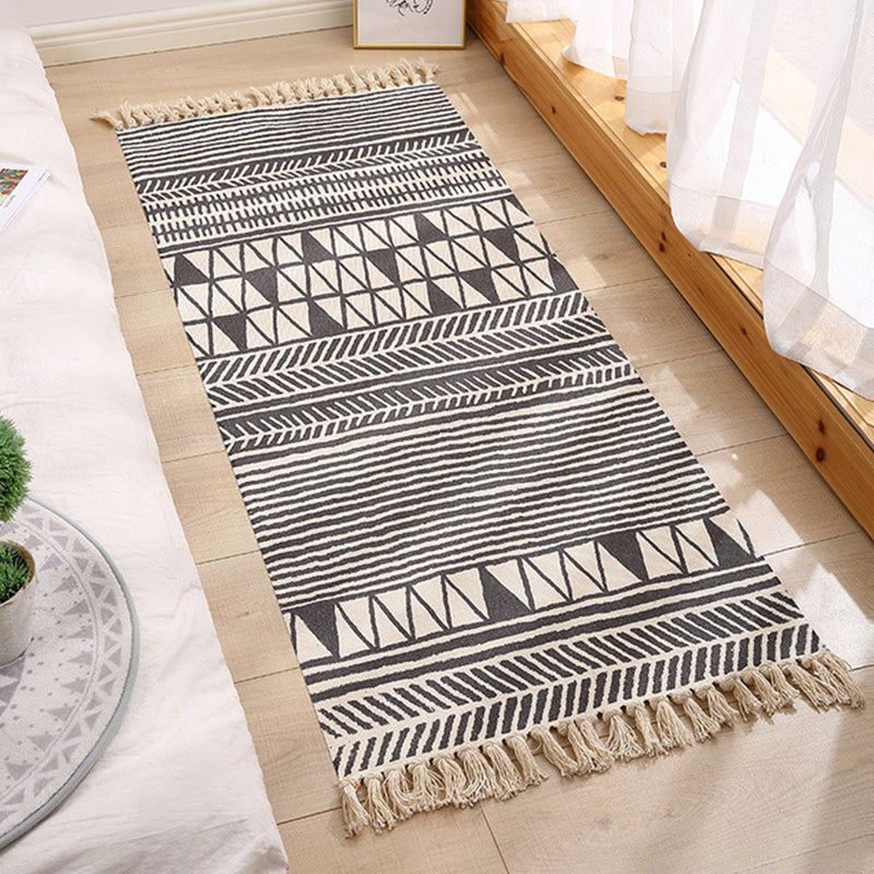 Tapis à imprimé géométrique éclectique Tapis d'intérieur en jute multicolo