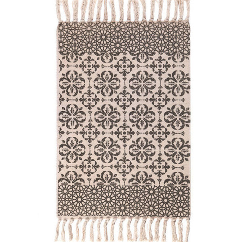 Tapis à imprimé géométrique éclectique Tapis d'intérieur en jute multicolo
