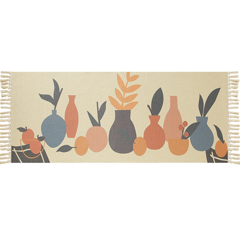 Tapis à imprimé géométrique éclectique Tapis d'intérieur en jute multicolo