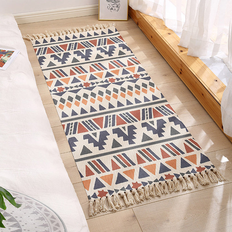 Tapis à imprimé géométrique éclectique Tapis d'intérieur en jute multicolo