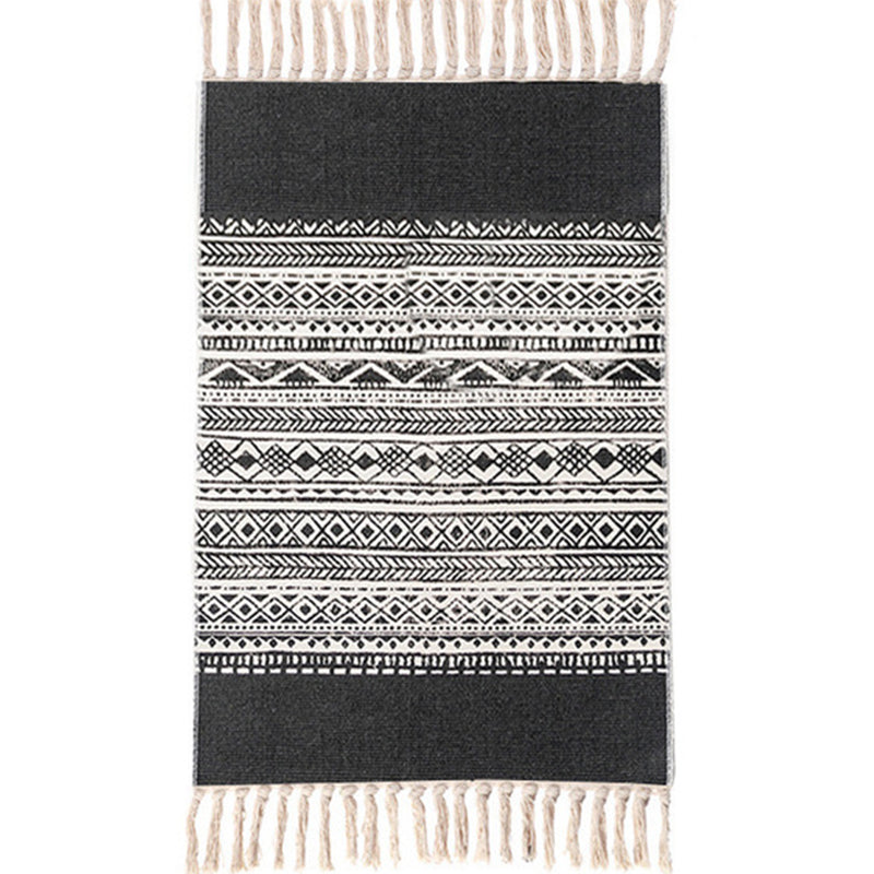 Tapis à imprimé géométrique éclectique Tapis d'intérieur en jute multicolo
