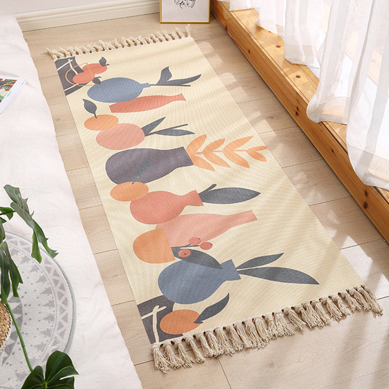 Tapis à imprimé géométrique éclectique Tapis d'intérieur en jute multicolo