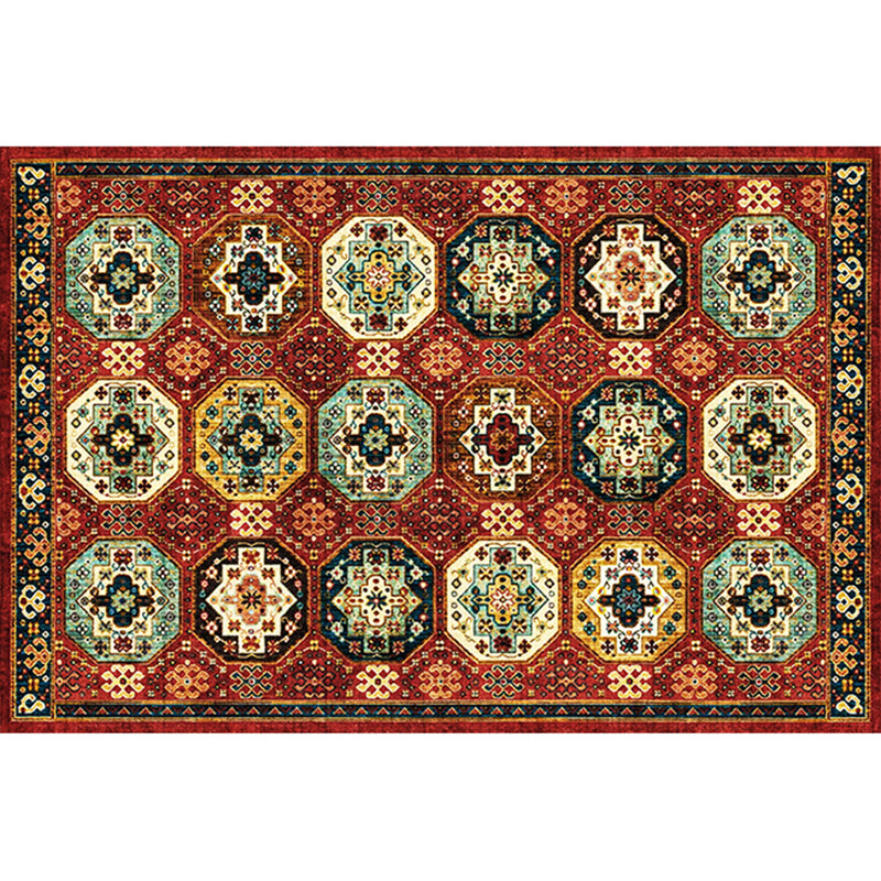 Boho-Chic Stripe Printed Rug Multi-Colored Polyster Area Rug Anti-Slip Backing Pet Friendly Area Carpet for Living Room
