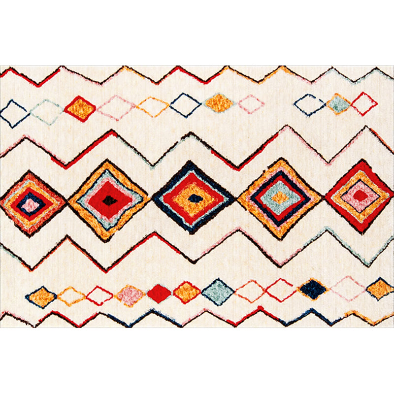 Boho-Chic Stripe Printed Rug Multi-Colored Polyster Area Rug Anti-Slip Backing Pet Friendly Area Carpet for Living Room