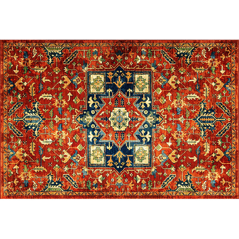 Boho-Chic Stripe Printed Rug Multi-Colored Polyster Area Rug Anti-Slip Backing Pet Friendly Area Carpet for Living Room