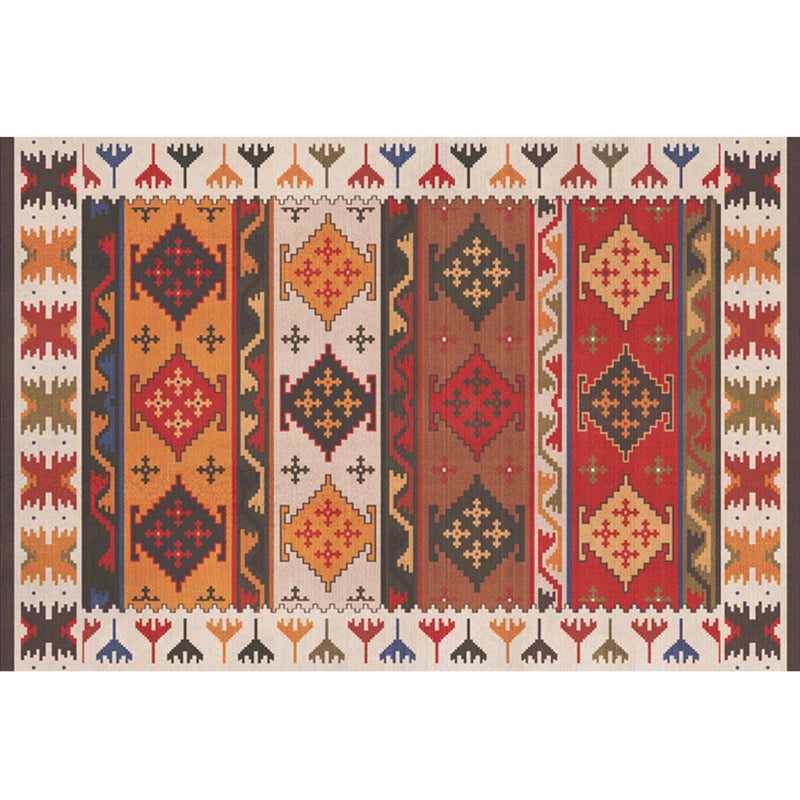 Red Southwestern Rug Polypropylene Geometric Pattern Area Carpet Non-Slip Backing Machine Washable Easy Care Indoor Rug for Parlor