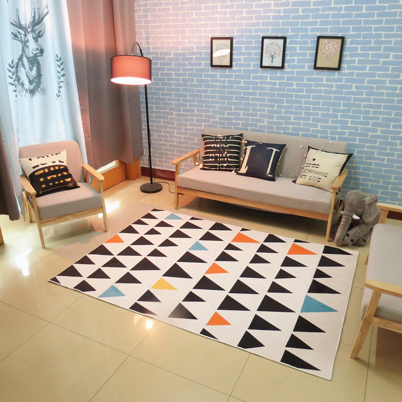 Tapis de salon nordique Tapis géométrique multi-couleurs Synthétique Synthétique Tapis lavable convivial pour animaux de compagnie