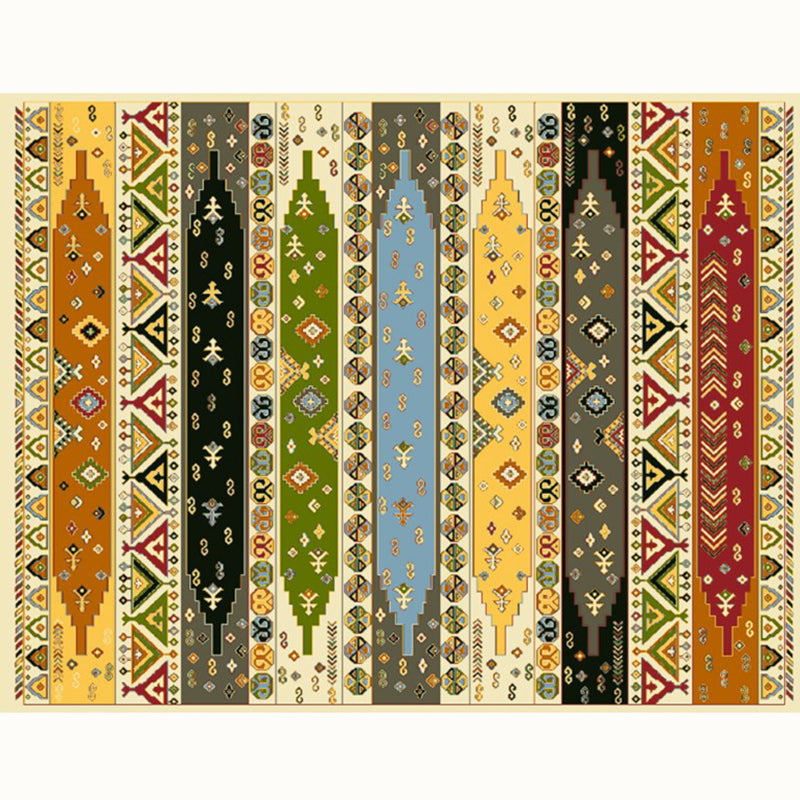 Tapis imprimé à bande décontractée multi-couleurs Polyster tapis intérieur antidérapant APPIRAGE ANTÉRIEUR ANIQUE CAPILAGE Easy Care Area pour salon