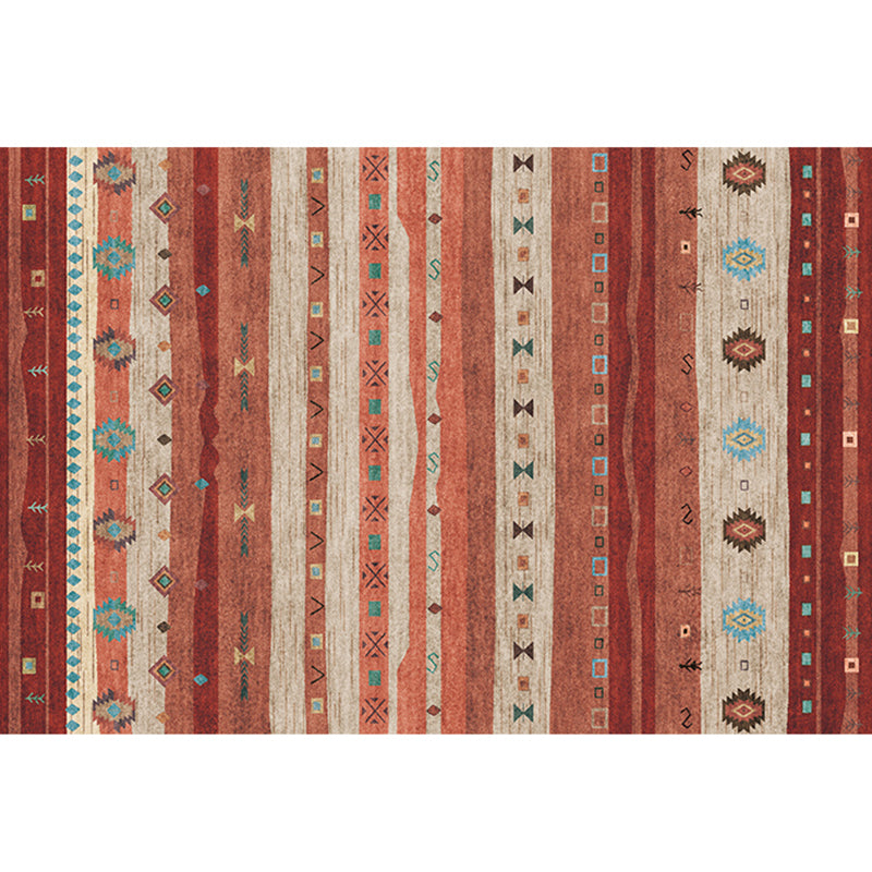 Bohemian Living Room Tapis à rayures multicolores Print Intérieur Tapis Polyster Not Slip Backing Pet Friendly Resistant Tapis
