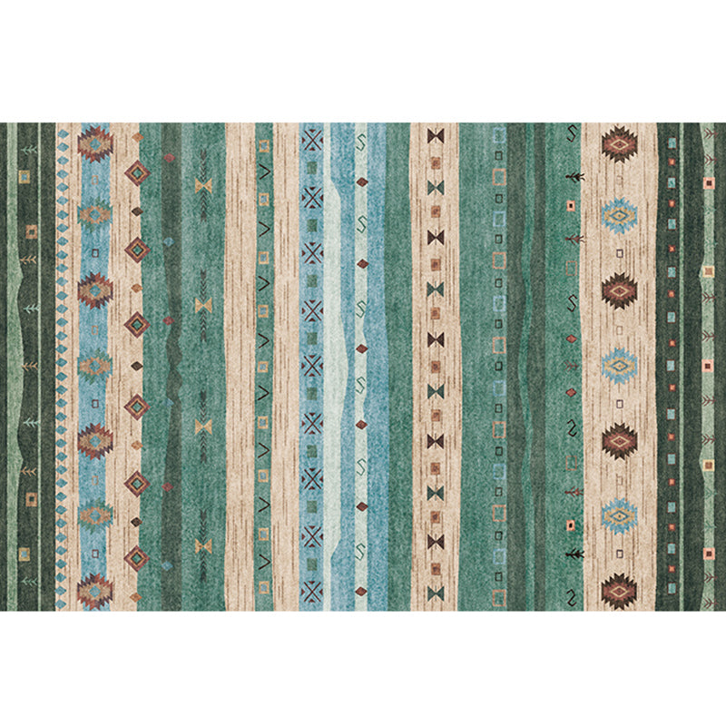 Bohemian Living Room Tapis à rayures multicolores Print Intérieur Tapis Polyster Not Slip Backing Pet Friendly Resistant Tapis