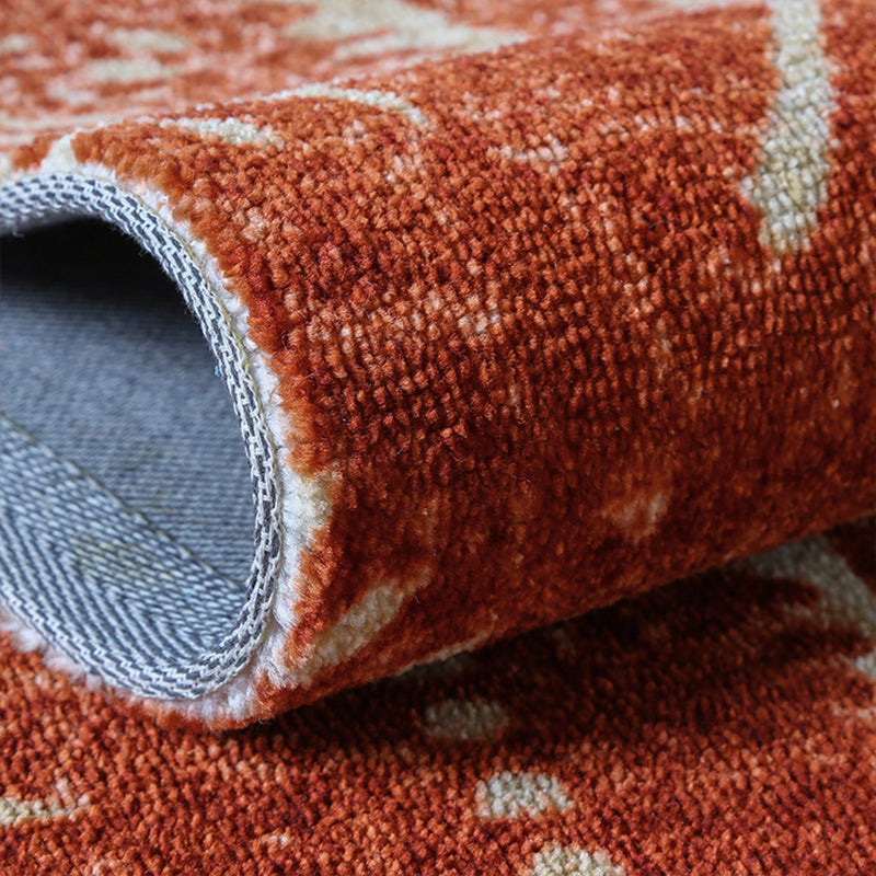 Western Geometric Rug Red Synthetic Indoor Rug Anti-Slip Backing Pet Friendly Machine Washable Carpet for Decoration