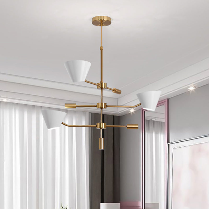Zweig Metall Kronleuchter Licht moderne 3 Lichter Gold Hanging Deckenleuchte mit klarem Glaskegelschatten