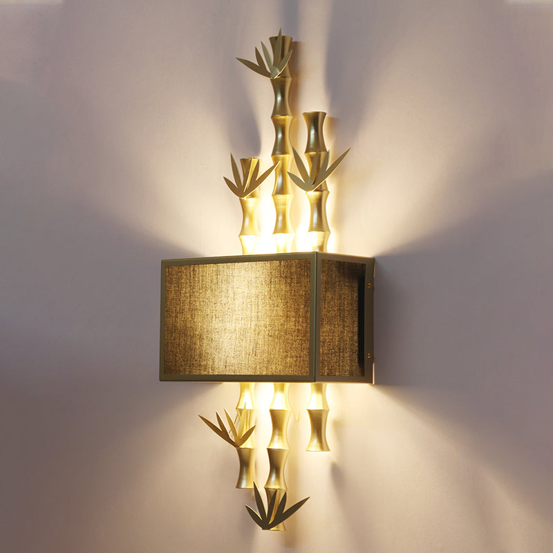 Metal Rectangle Sconce Light Rustic 1 Light Living Room Wall Mounted Lamp in Black/White