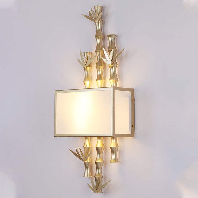 Metal Rectangle Sconce Light Rustic 1 Light Living Room Wall Mounted Lamp in Black/White