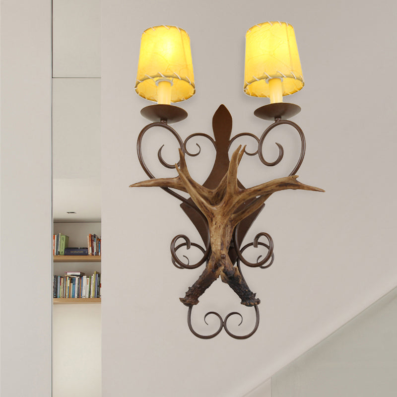 2-licht wandlamp verlichting Landkegel metaal en glazen SCONCE-verlichtingsarmatuur in beige