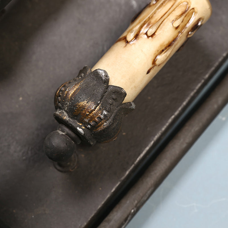 2 lichten wandlamp verlichting land kaarsenmetaal sconce lamp in zwart met frame met frame