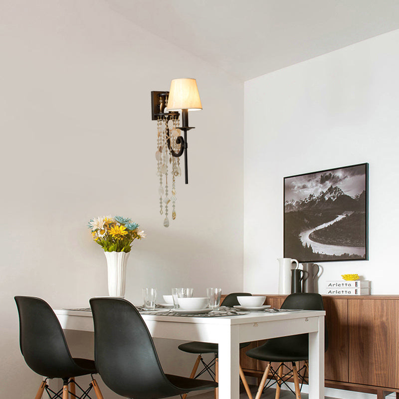 Luminaire mural de chambre à coucher torche Classic Metal 1 Brun clair / Gol Gold Ponce lampe avec / sans nuance