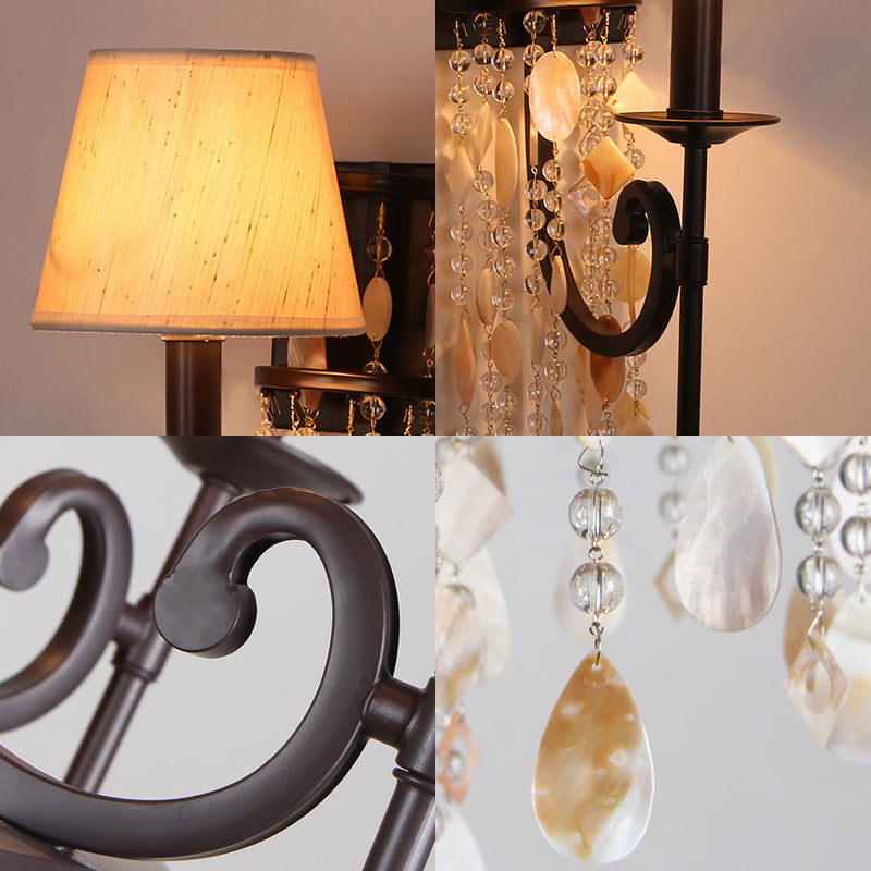 Luminaire mural de chambre à coucher torche Classic Metal 1 Brun clair / Gol Gold Ponce lampe avec / sans nuance