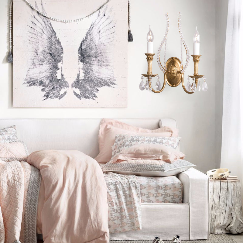 Lampe murale aux couches de bougie country métal 2 lumières