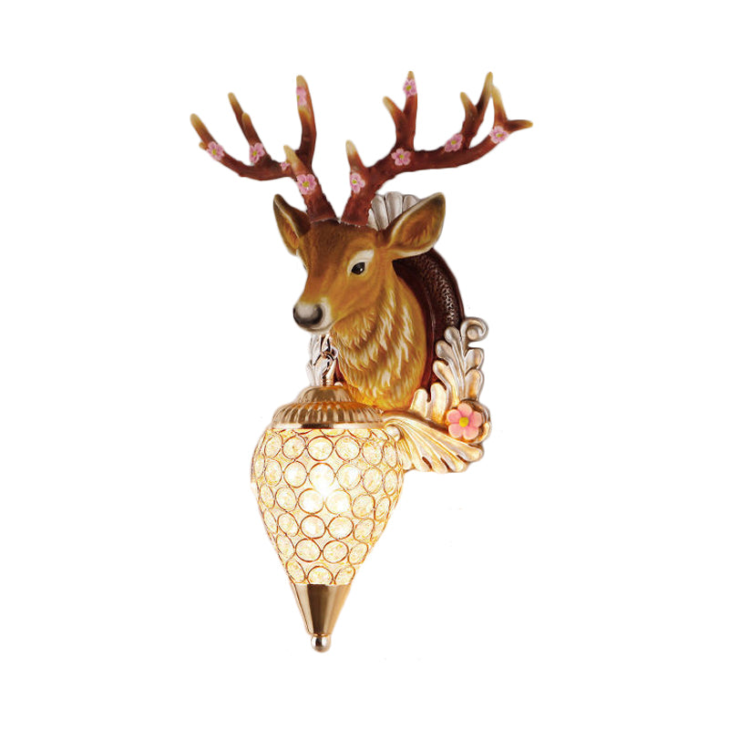 Éclair de larme de lampe de vanité blanche / brun Crystal 12.5 «/24,5» W Éclairage mural vintage à 1 lumière