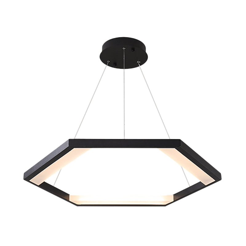 Hexagon Acrylic Chandelier Modernist 1/2/3 Lights Black Led Hanging Ceiling Light in White/Warm Light