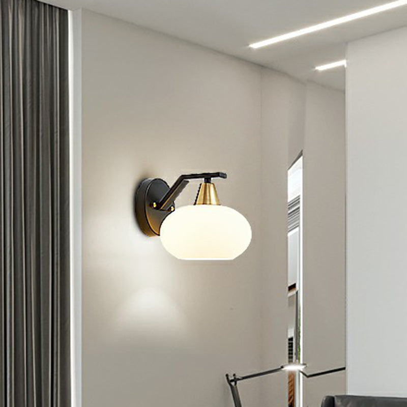 Éllipse à chambres à coucher luminaire mural minimalisme en verre blanc simple éclair d'applications noires