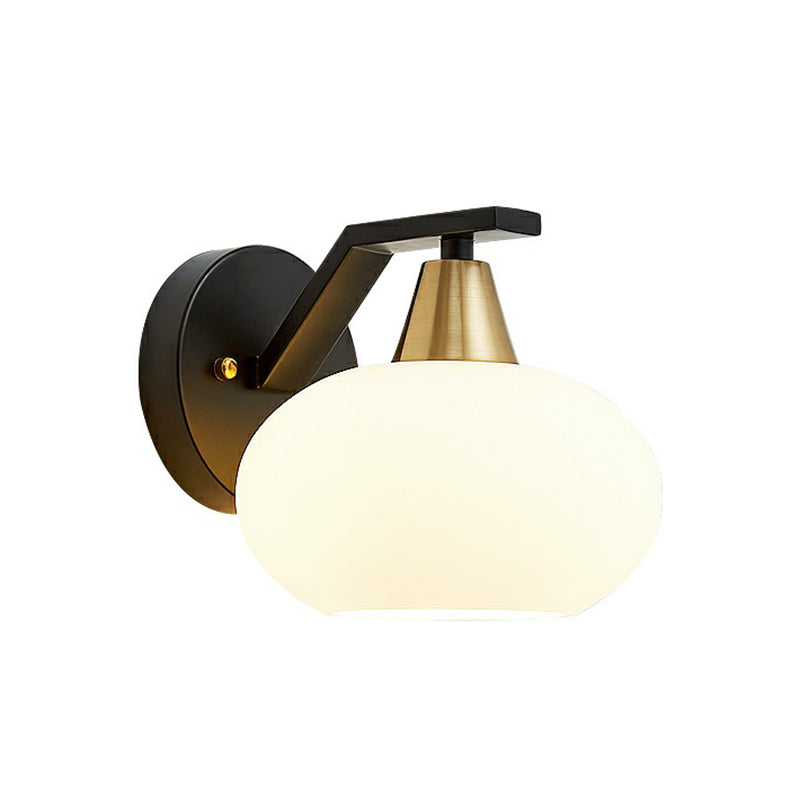 Lampada da parete da letto Ellisse Minimalismo in vetro bianco singolo illuminazione sconde nera