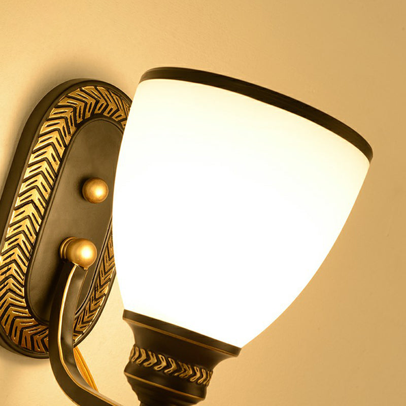 Éclairage de paroi de cloche vintage LAMPE MURD MUR MURS VERNE OPAL en noir pour le couloir