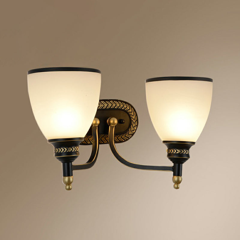 Éclairage de paroi de cloche vintage LAMPE MURD MUR MURS VERNE OPAL en noir pour le couloir