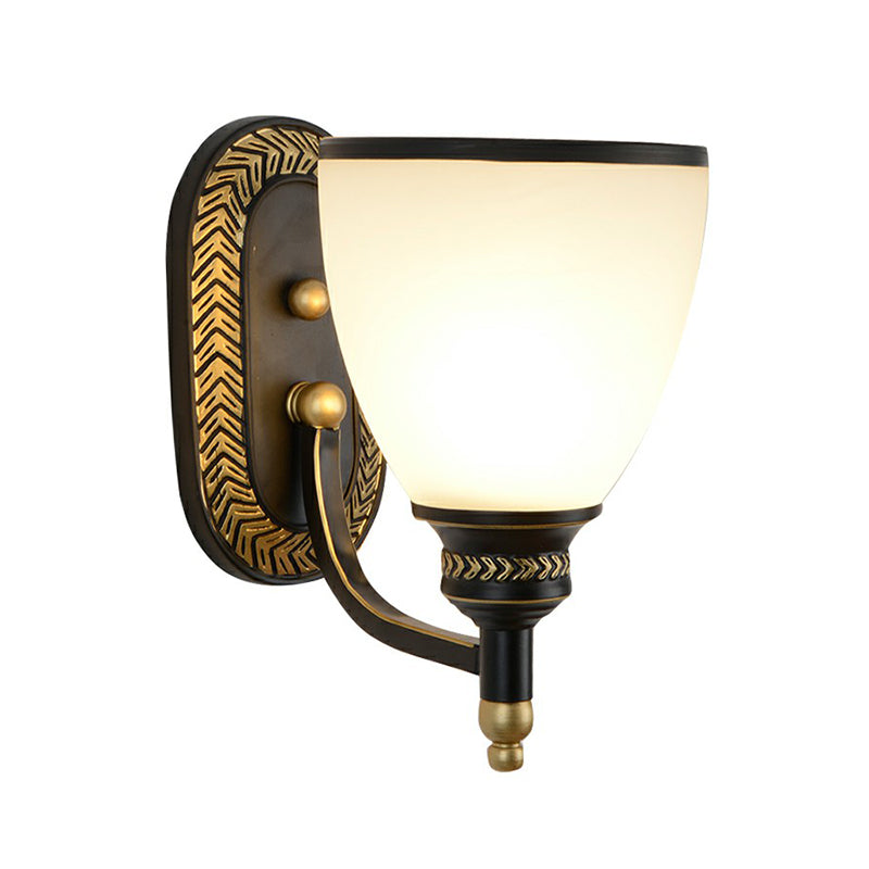 Éclairage de paroi de cloche vintage LAMPE MURD MUR MURS VERNE OPAL en noir pour le couloir