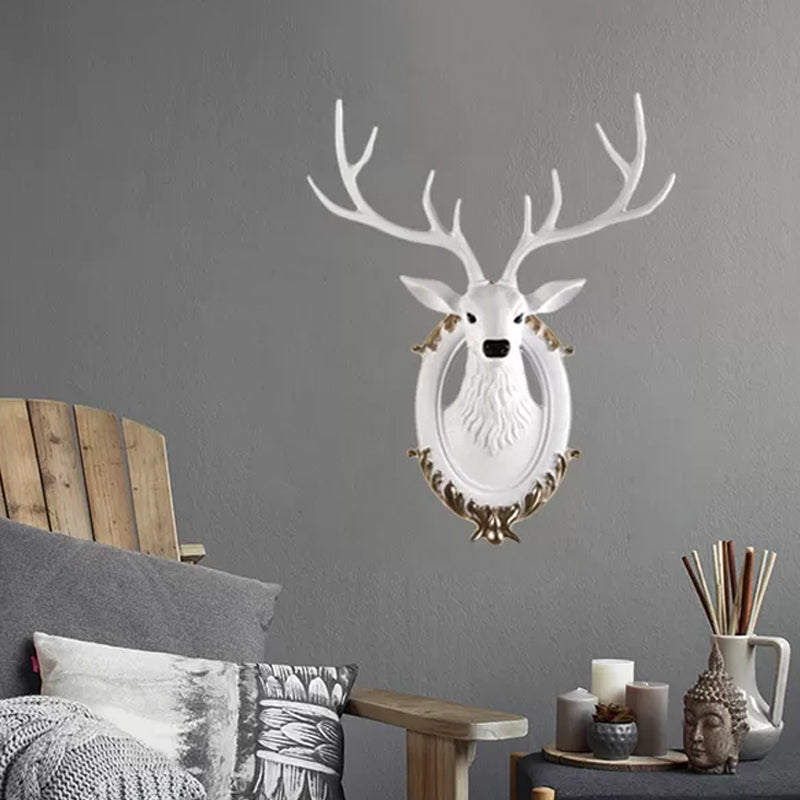 Cabeza de ciervo de resina Disconce Light Country 16 "/18.5" W LED LIMPLACIÓN DE LA Cala de estar Mural en negro/blanco/madera